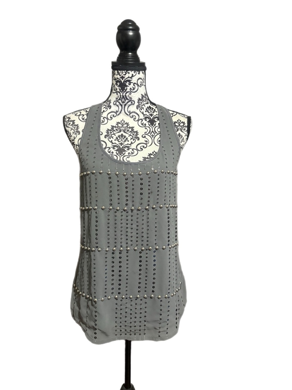 EXPRESS Y2K Studded Grey Racerback Tank Top